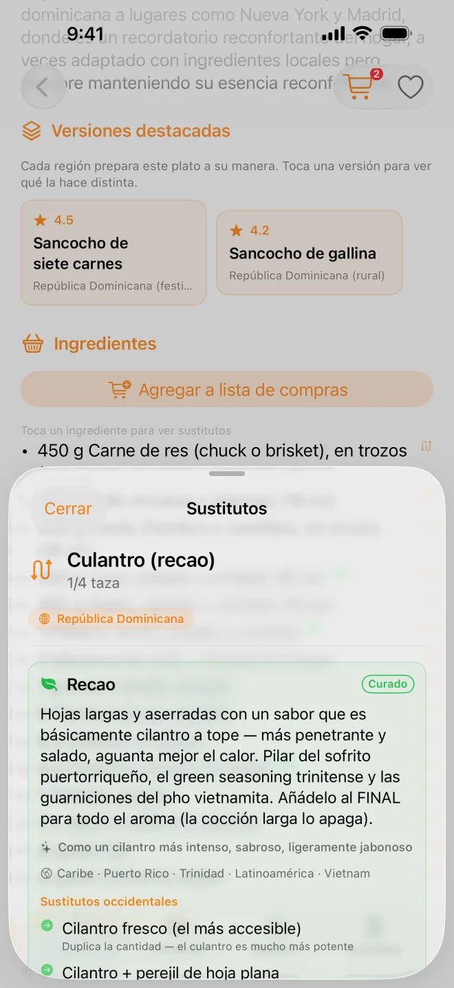 El culantro tocado en el sancocho dominicano: notas sobre el ingrediente y sustitutos que encuentras en un supermercado común.